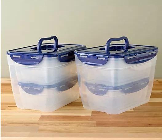 LocknLock 12-Pc Nestable Rectangle Storage Set,2 Handle Lids K313878 Cinnamon