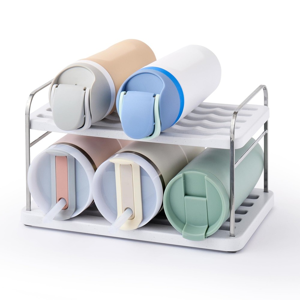 UpSpace Water Bottle and Travel Mug Cabinet Organizer, Adjustable Storage Rac...