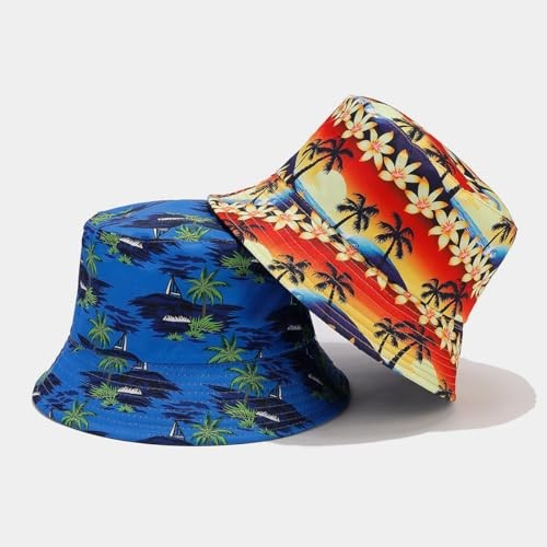 Bucket Hat for Men Women,Packable Reversible Printed One Size Coco Palm Tree