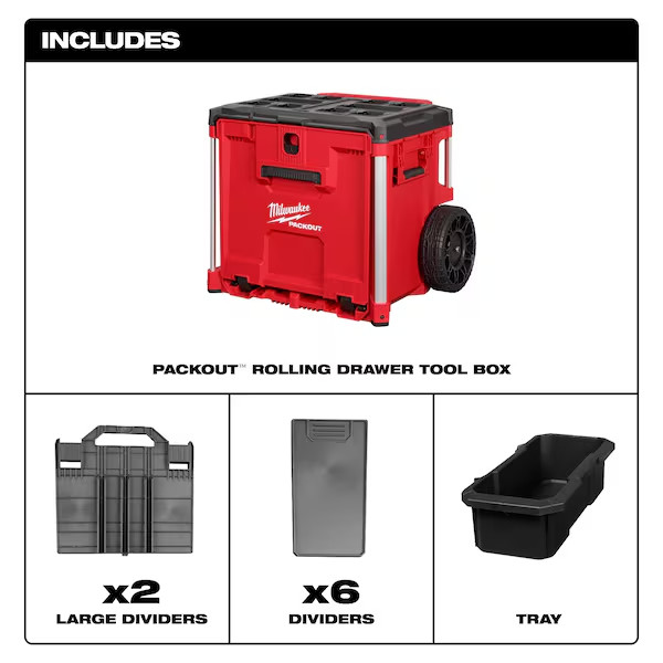 Milwaukee Tool 48-22-8420 Packout(Tm) Rolling Drawer Tool Box