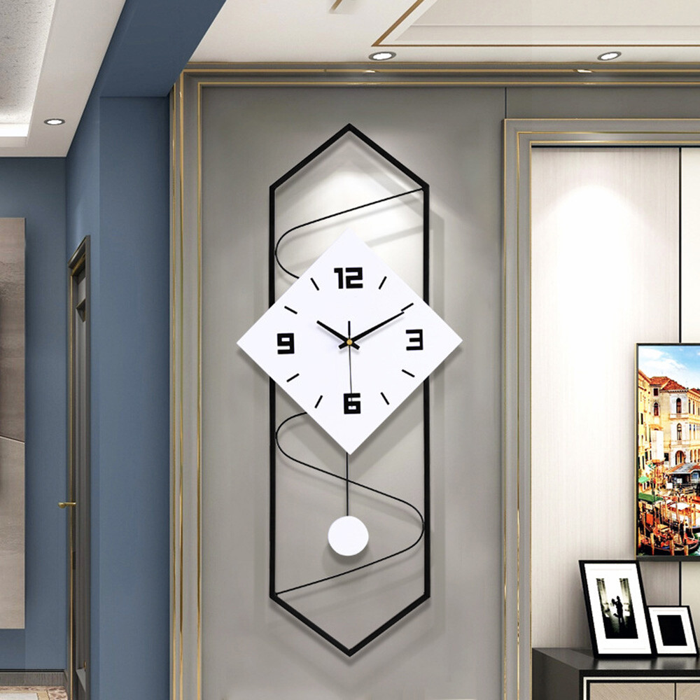 Modern Pendulum Wall Clock Silent Movement Solid Wood Dial Wall Clock Home Decor