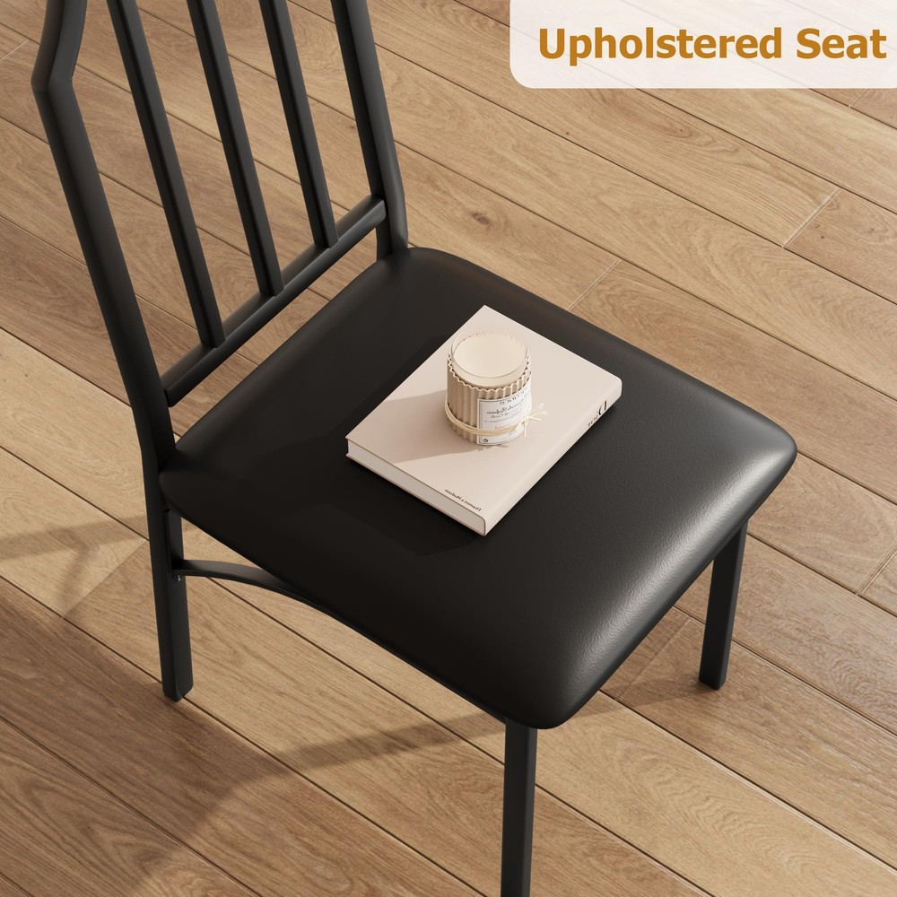 5-Piece Dining Set, Table with Chamfered Edges&Cushioned Chairs for Small Spaces