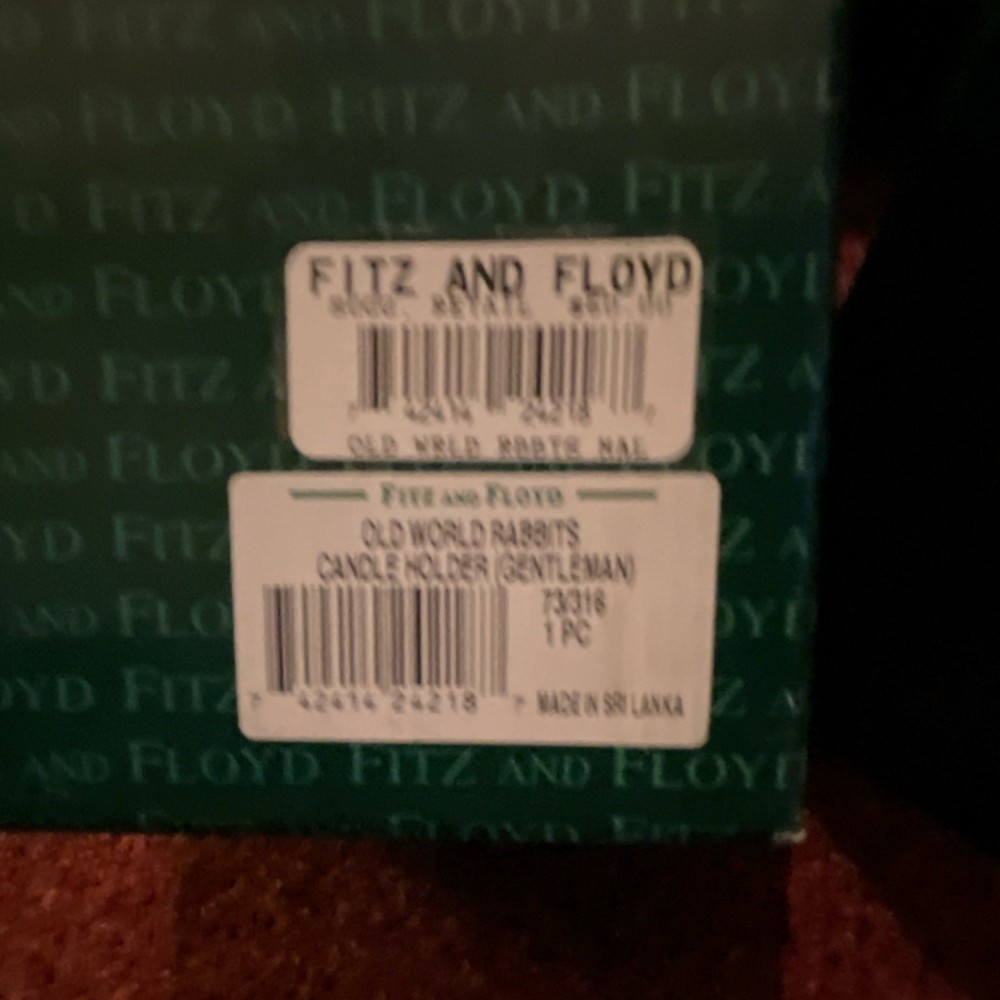 Fitz and Floyd Rabbit Candle Holder Ceramic Easter Boxed Multicolor