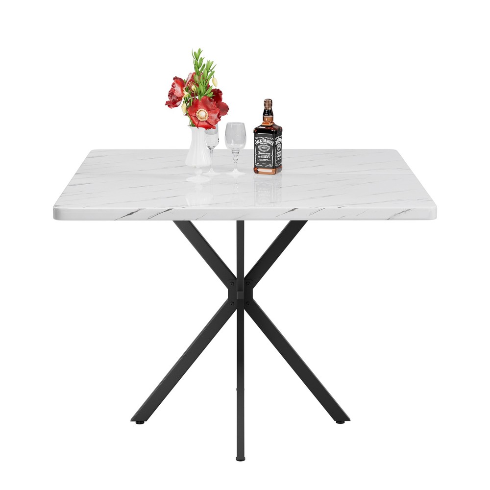 Square Dining Table, Mid Century Modern Square Dining Table for 4-6 Person, Co