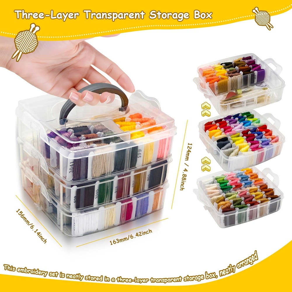 187Pcs Embroidery Floss Polyester Cross-Stitch Thread Kit with Tailoring Tool...