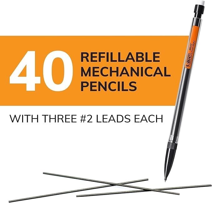 Smooth Mechanical Pencils 0.7mm Medium Point, Refillable & Retractable, 40-Pack