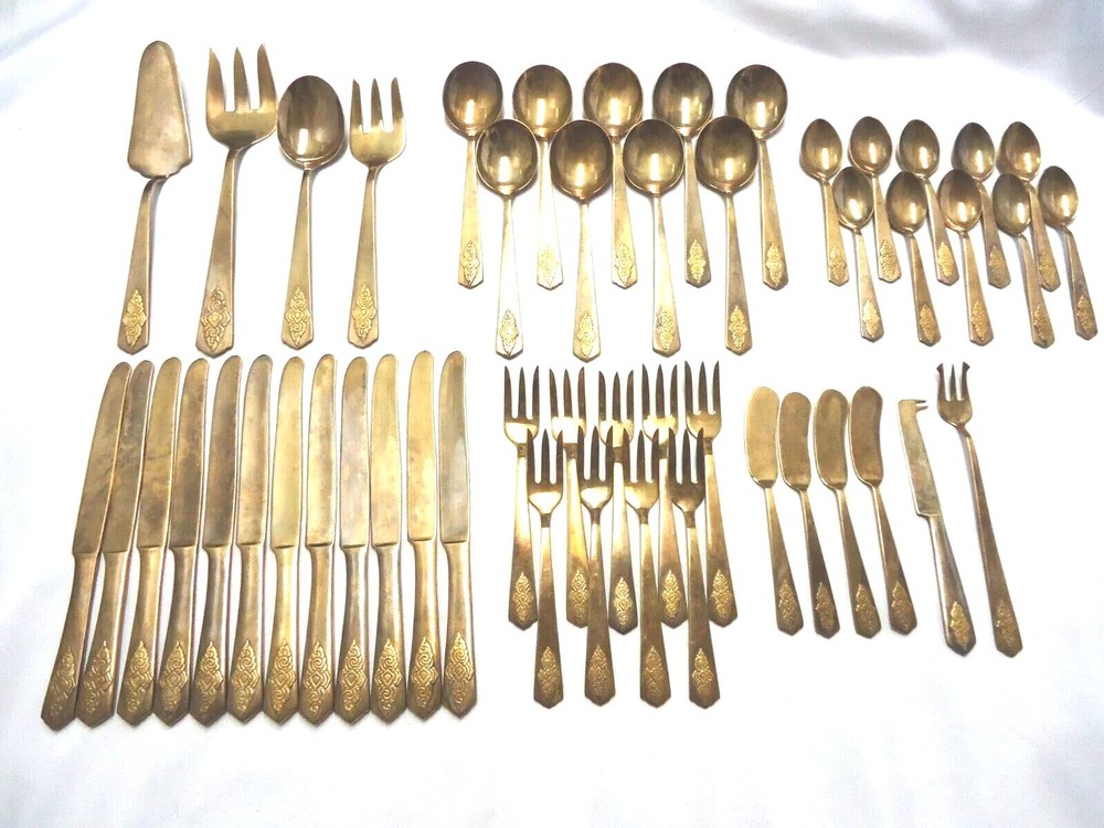 AMFARCO SIAM BRASS/BRONZE FLATWARE 50-PIECES