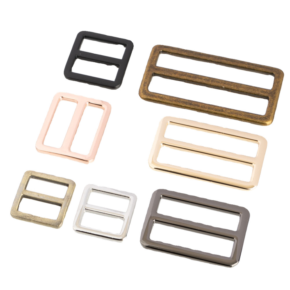 Metal Leather Hand Bag Strap Belt Adjust Loop Tri-glide Buckle Pin Roller Slider