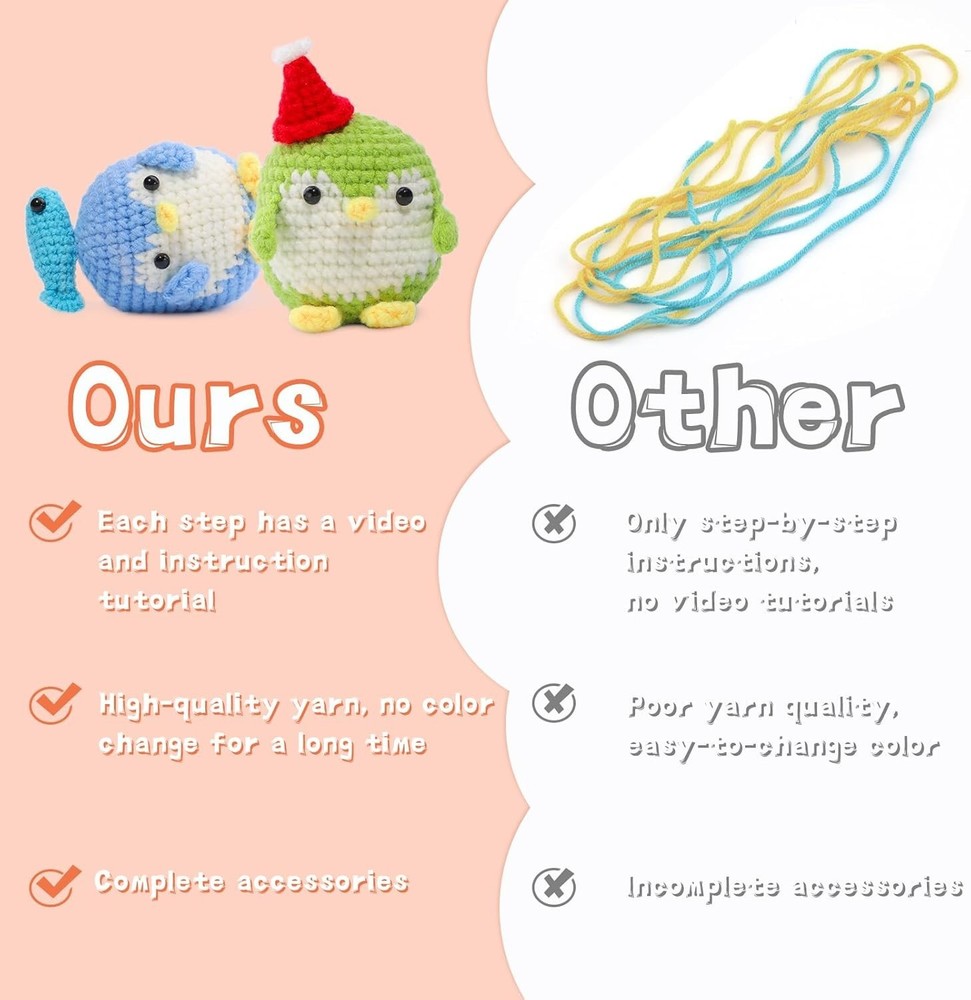 Adorable Penguin Crochet Kit for Beginners – Includes Yarn, Hooks, and Tutorials