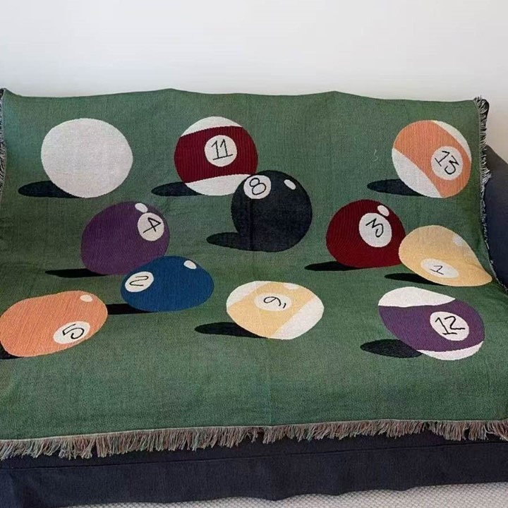 Billiard Pattern Woven Throw Blanket （51 × 63 inches）