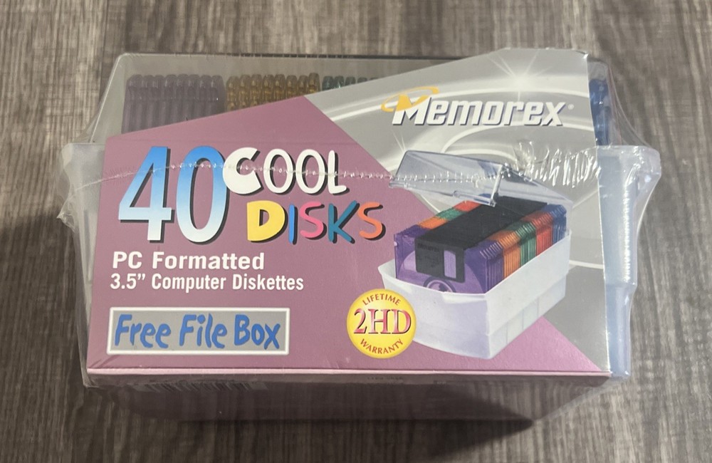 Memorex 40 Pack Cool Disks 3.5” Diskettes PC Formatted Computer Sealed