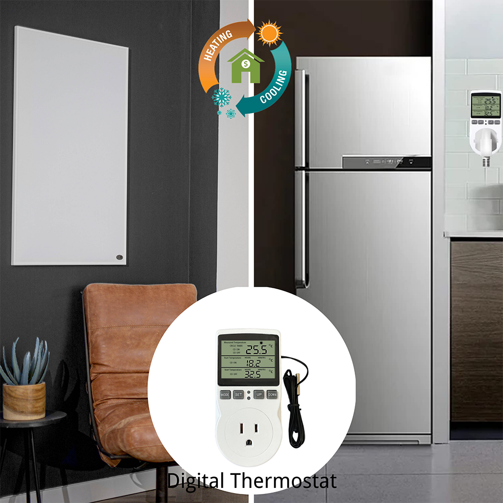 Digital Thermostat Plug Socket Temperature Controller 120V 15A Heating Cooling