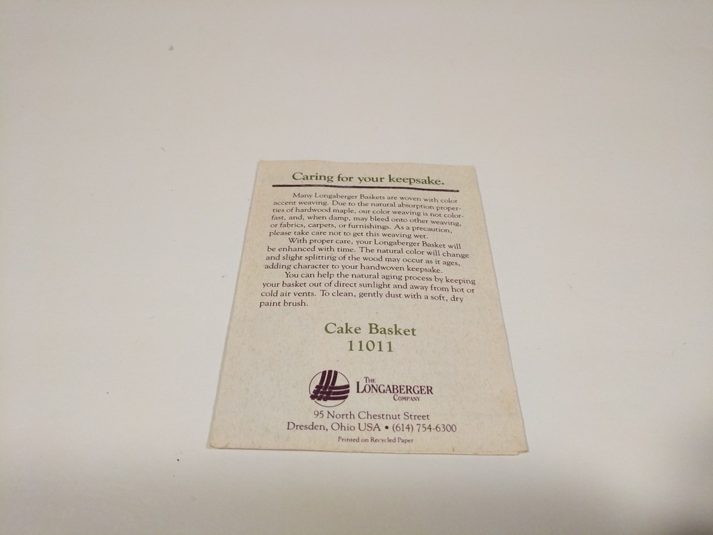 Longaberger Small Cake Basket 11011