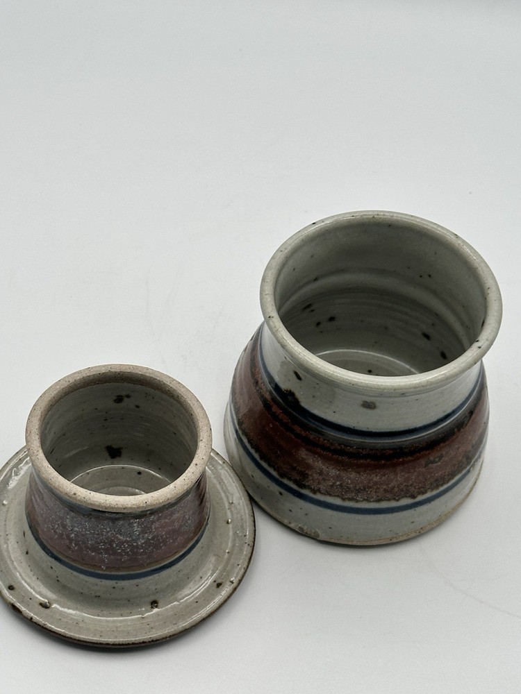 Stoneware Butter Bell Crock Studio Pottery With Embossed Makers Mark