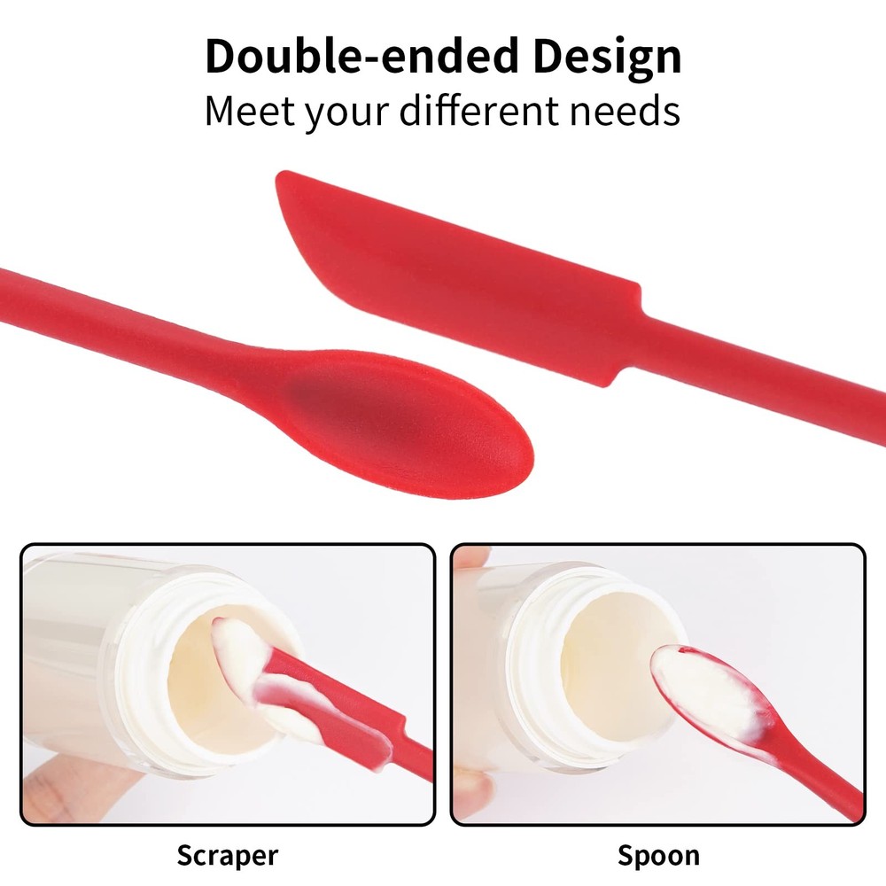 Mini Silicone Spatula Set for Jar Scraping Kitchen Baking Tool Red Black