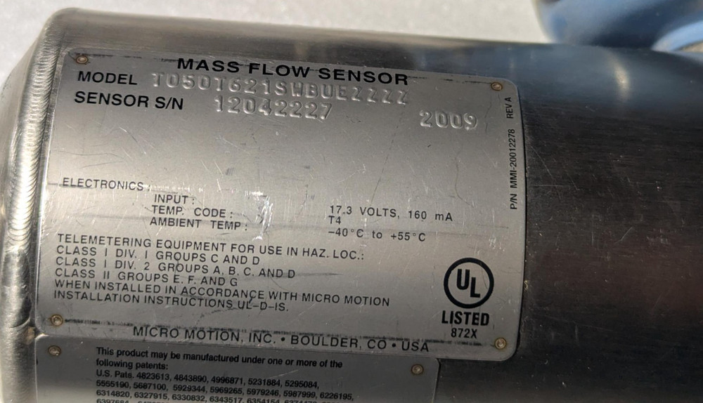 Micro Motion T050T621SWBUEZZZZ Mass flow sensor
