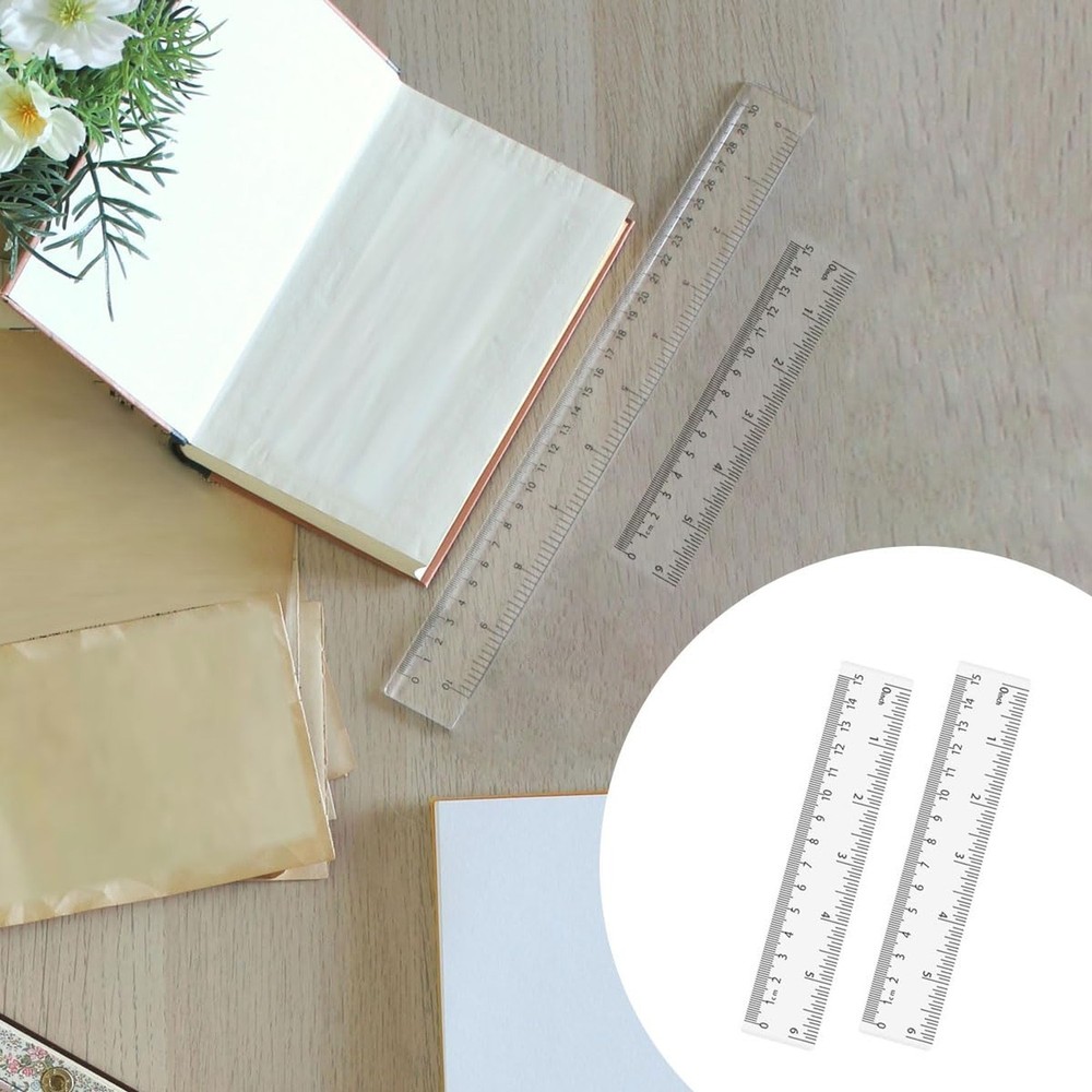 4 Pack Clear Plastic Straight Rulers, Clear Ruler Bulk, Transparent Ruler wit...