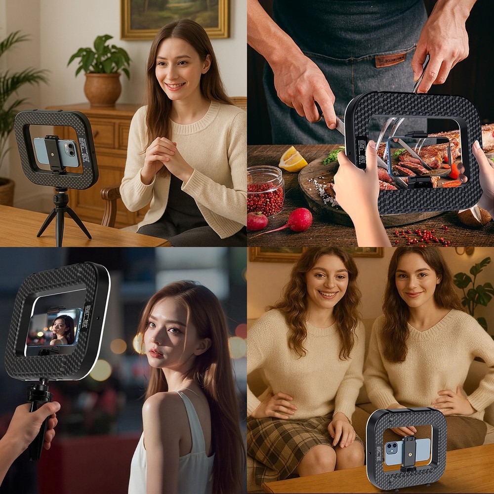 Handheld Fill Light, Rechargeable Selfie Ring Light Cordless Square Fill Light