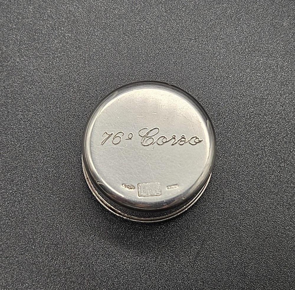 Vintage Silver 800 with Engraved Repousse Eagle Pill Box/Snuff Box/70s