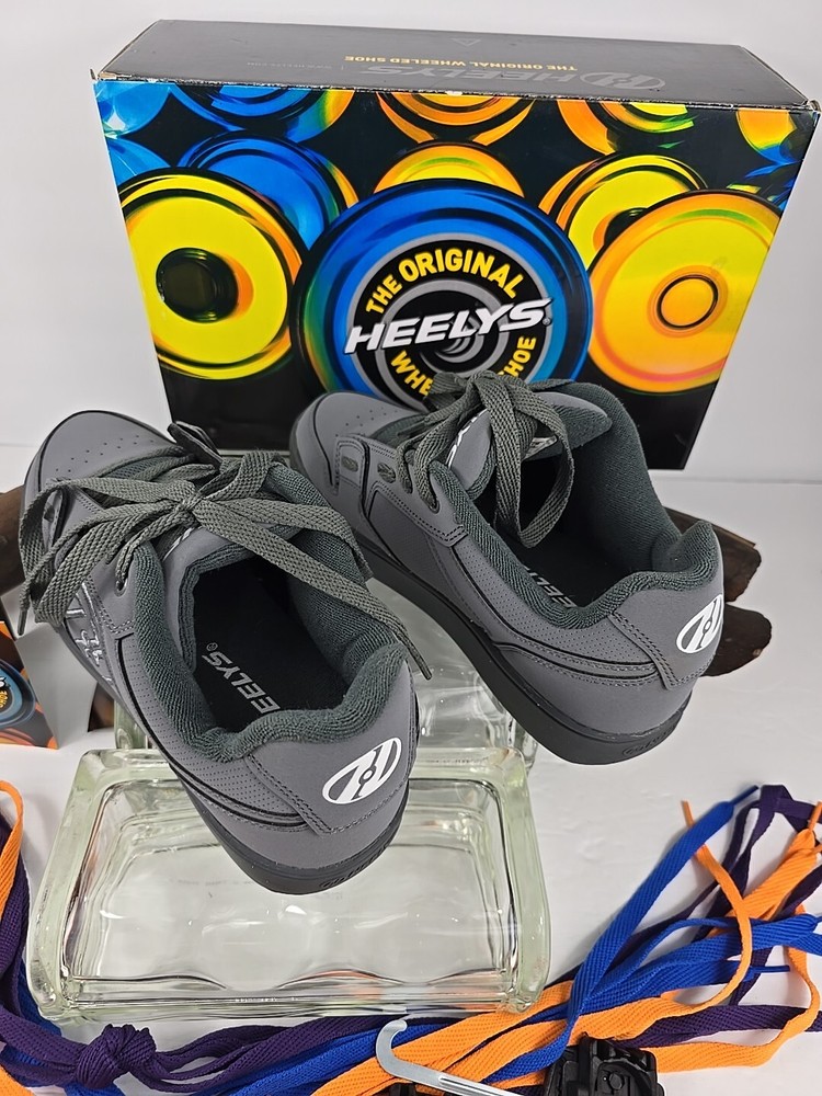 Heelys Motion plus Triple Charcoal Shoe Strings X 4 Tools Heel Cap Box New