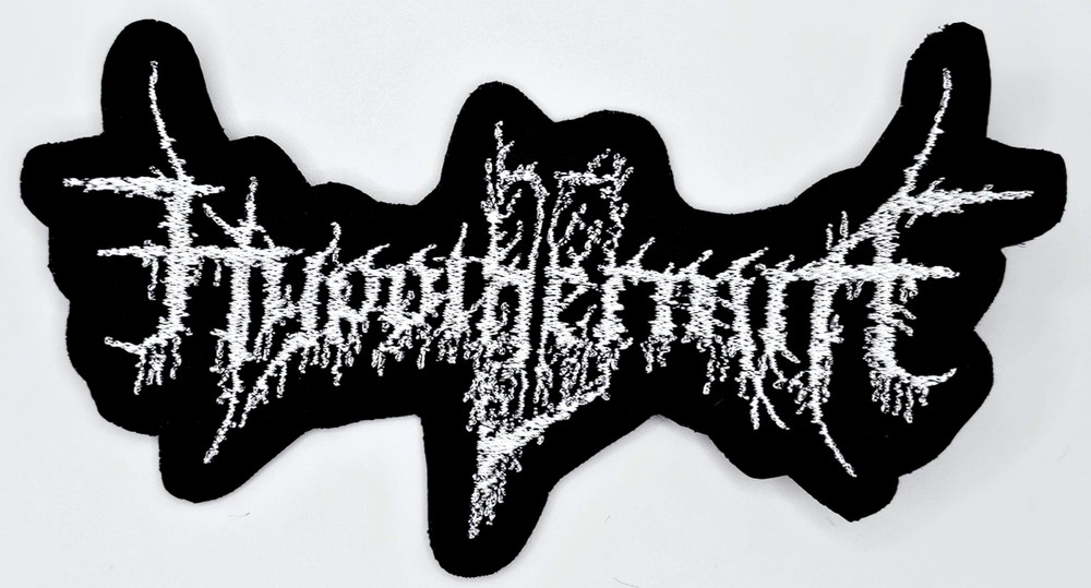 HYPERTHERMIA WHITE LOGO (shaped border) EMBROIDERED PATCH