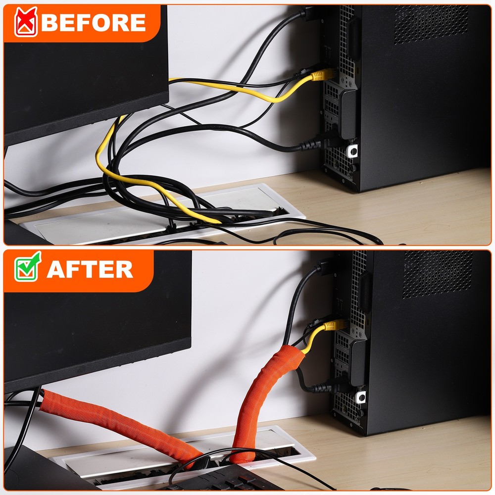 Wire Split Braided Cable Management Sleeve, Black (3/8" - 10 Feet)