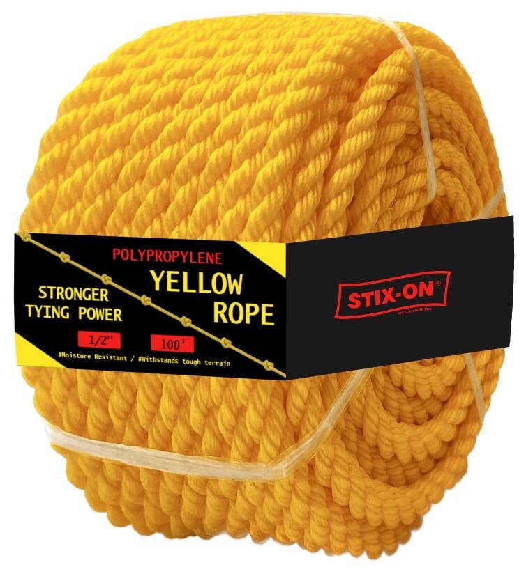 100 ft Twisted Polypropylene Rope 1/2" Yellow Poly Pro Cord