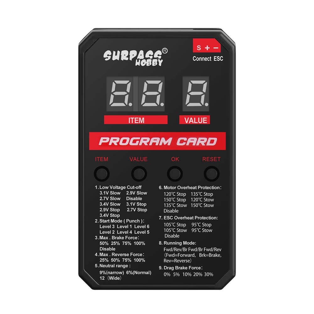 Surpass Hobby ESC Programming Card RC Car Electronic Speed Controller LED Progra