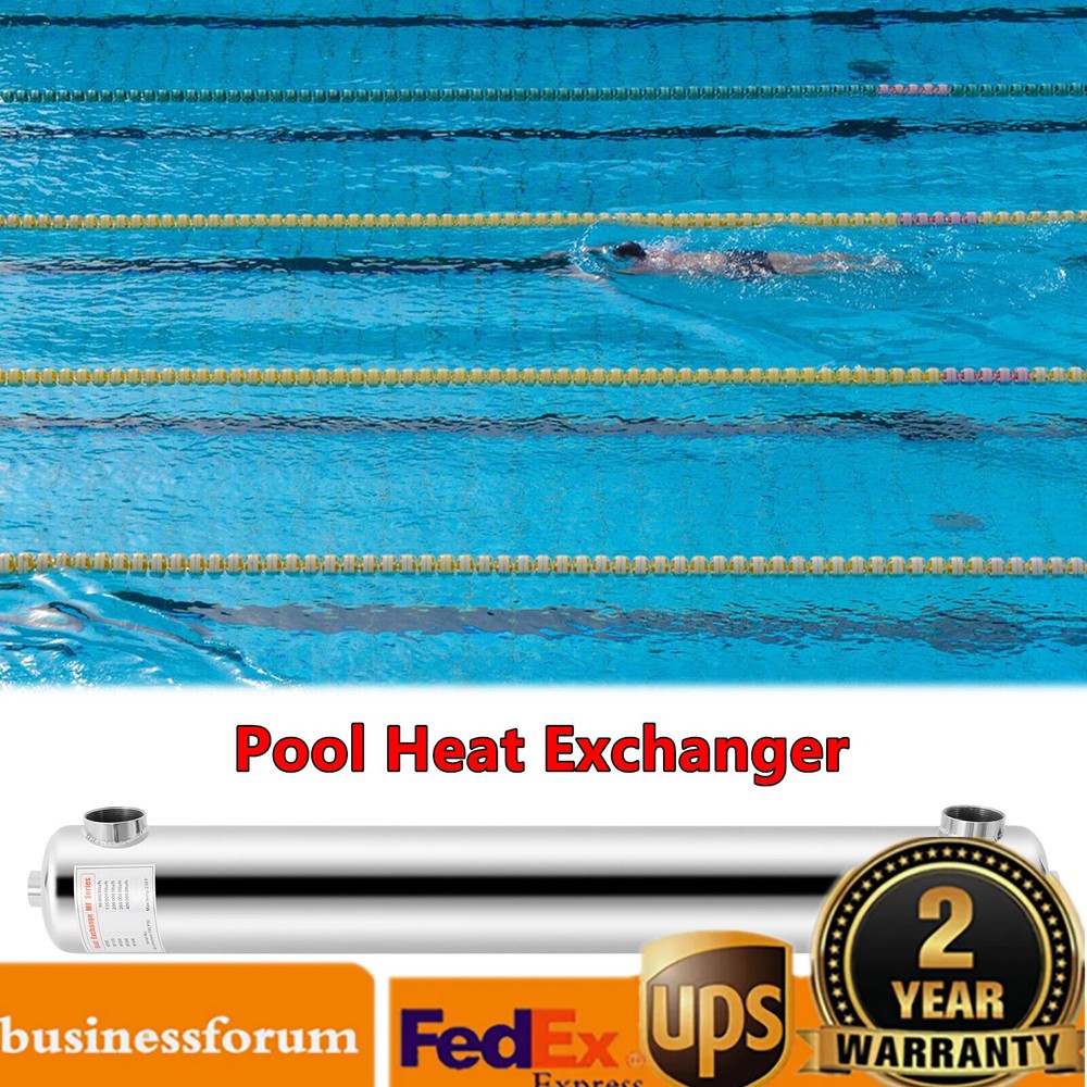 400 kBtu Pool Heat Exchanger 304 Stainless Steel Same Side Ports  1inch+2inch US