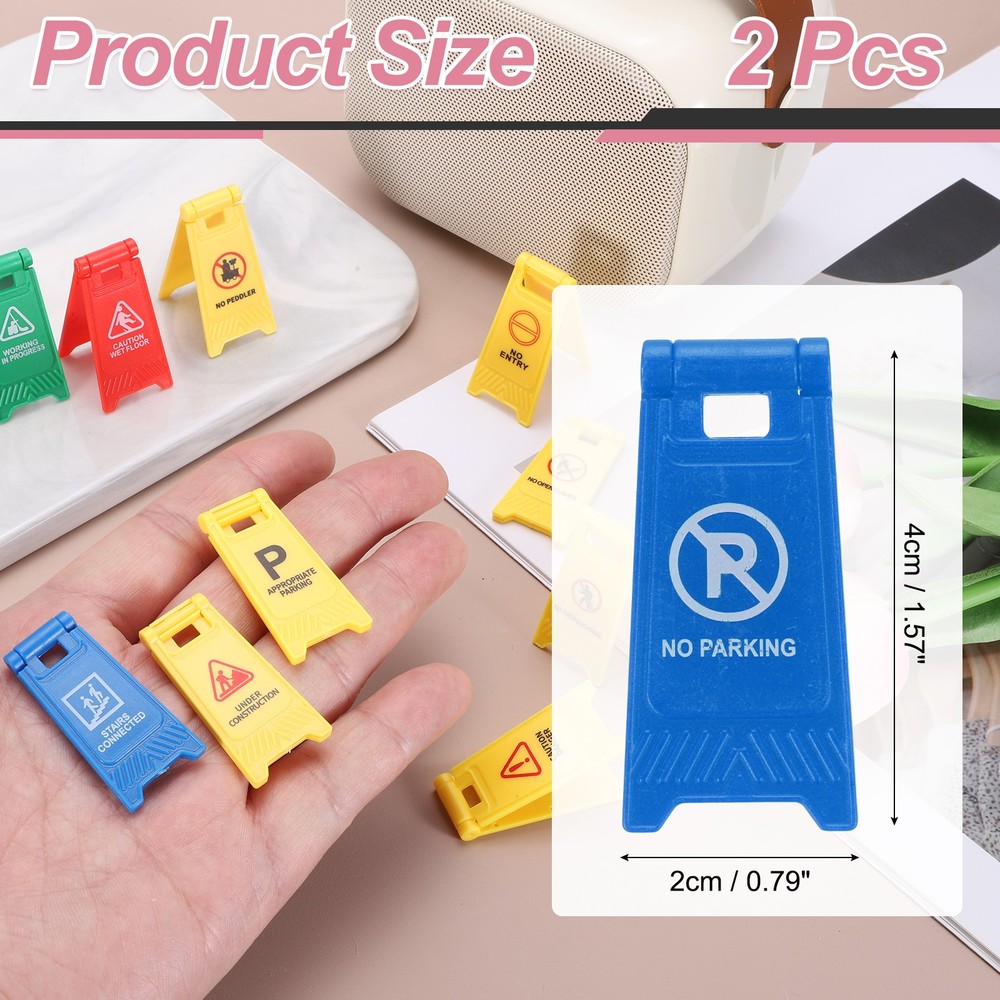 Miniature Warning Sign, Warning Signs (Blue, 8pcs)