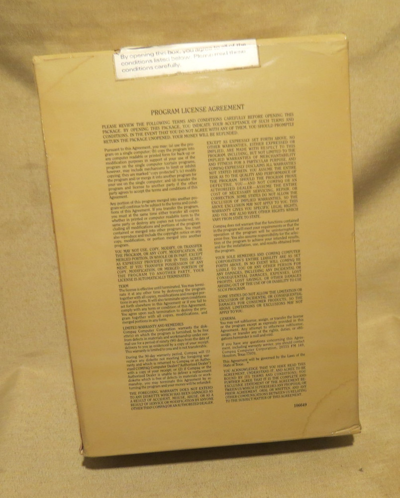 NOS SEALED BOX Vintage Compaq MS-DOS Version 3 Reference Guide