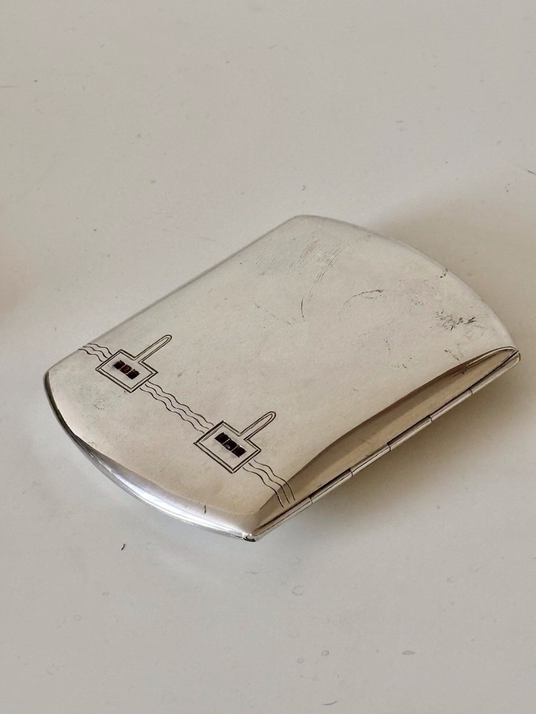 An Art Deco German .800 Silver & Ruby CIGARETTE CASE c1930