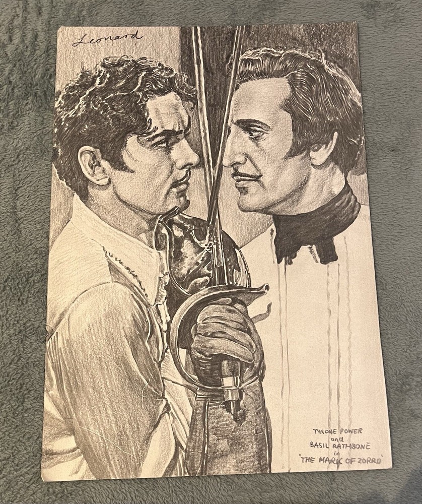 Pencil Drawing Of Tyrone Power & Basil Rathbone