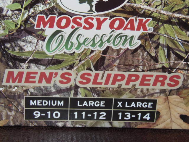 SLIPPERS - MEN - MOSSY OAK - "OBSESSION" - SIZE MEDIUM ( G-2x)