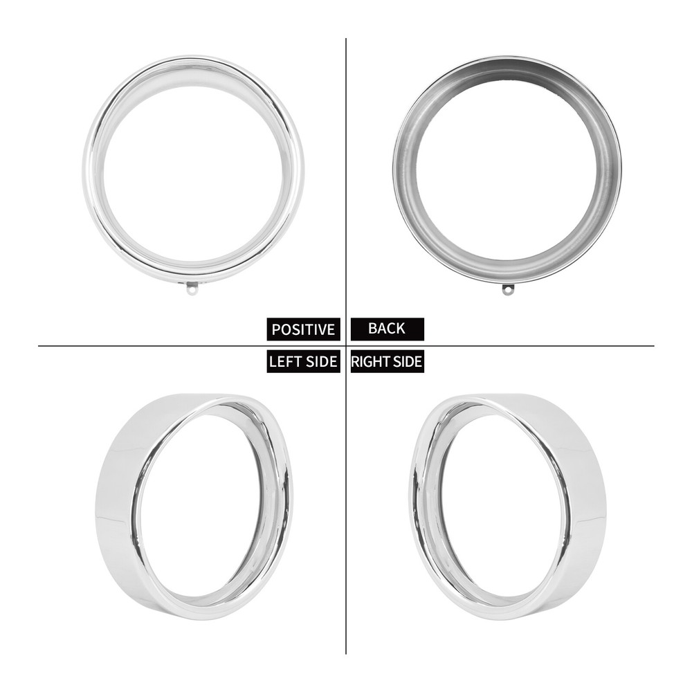 7" Chrome Headlight Trim Light Ring Visor Bezel Cover For Harley Softail 94-2017
