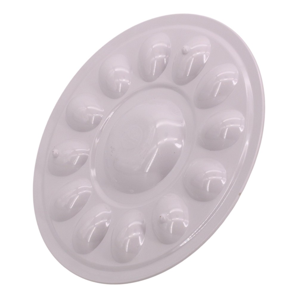 Easter Deviled Egg Serving Platter Plate 12 Egg Tray White Baby Chick 12 inch