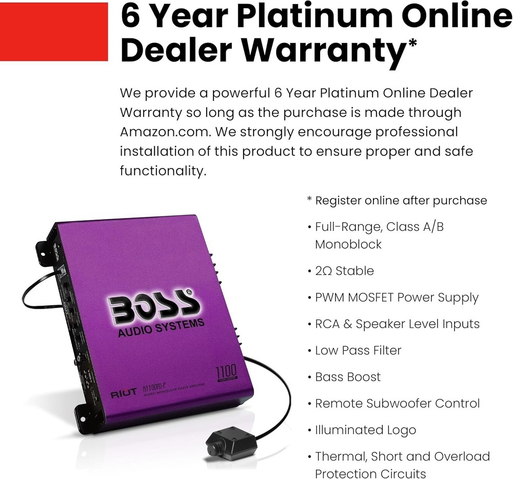 High-Performance Class A/B Car Amplifier - 1100 Watts, Low Pass Crossover