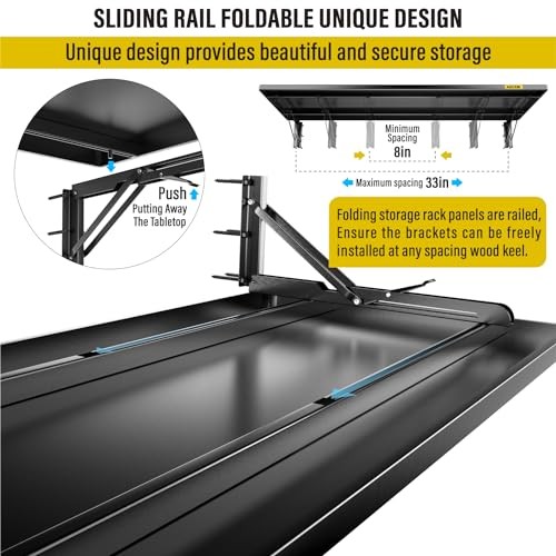 1.2x3ft Adjustable Rail Type Folding Storage Rack Shelf, Suitable 1.2x3Ft Black
