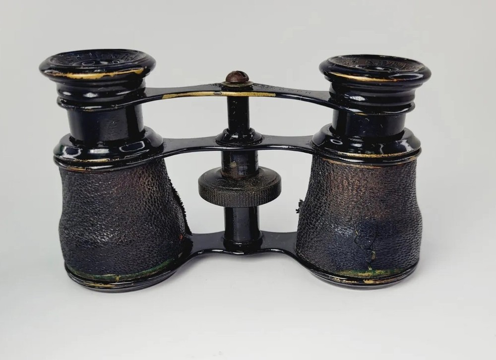 Antique Adens Field Glass Leather Wrapped Opera Binoculars