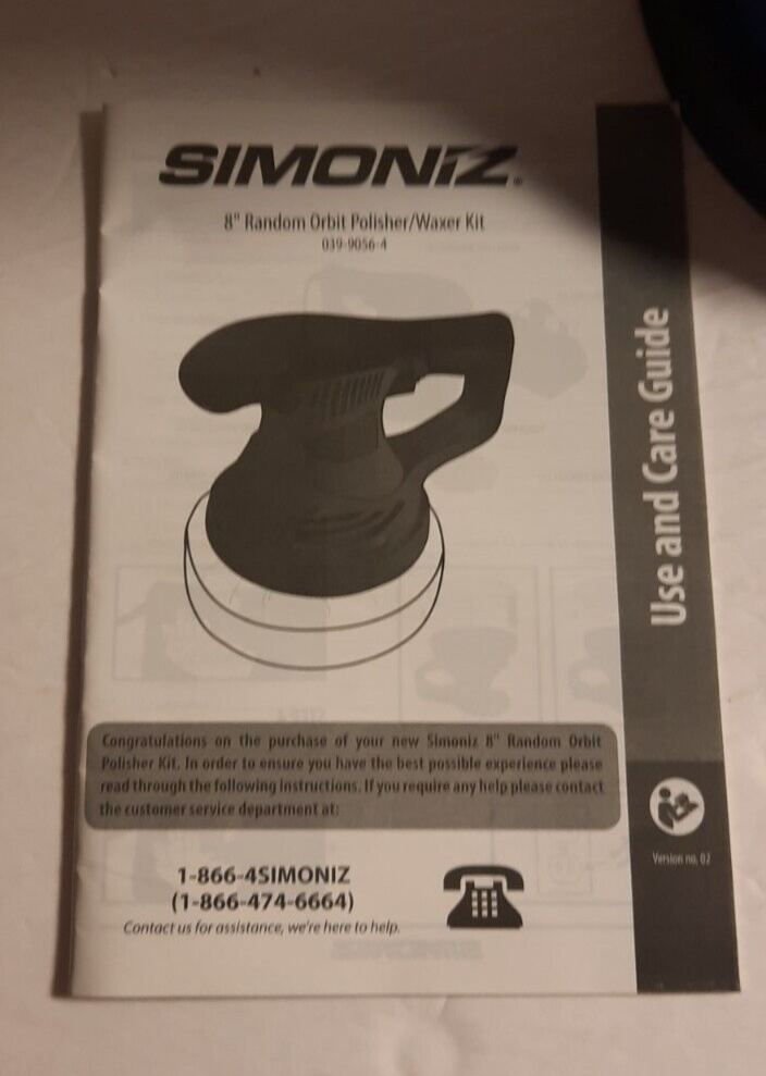 SIMONIZ 8'' RANDOM ORBIT POLISHER MODEL 039-9056-4