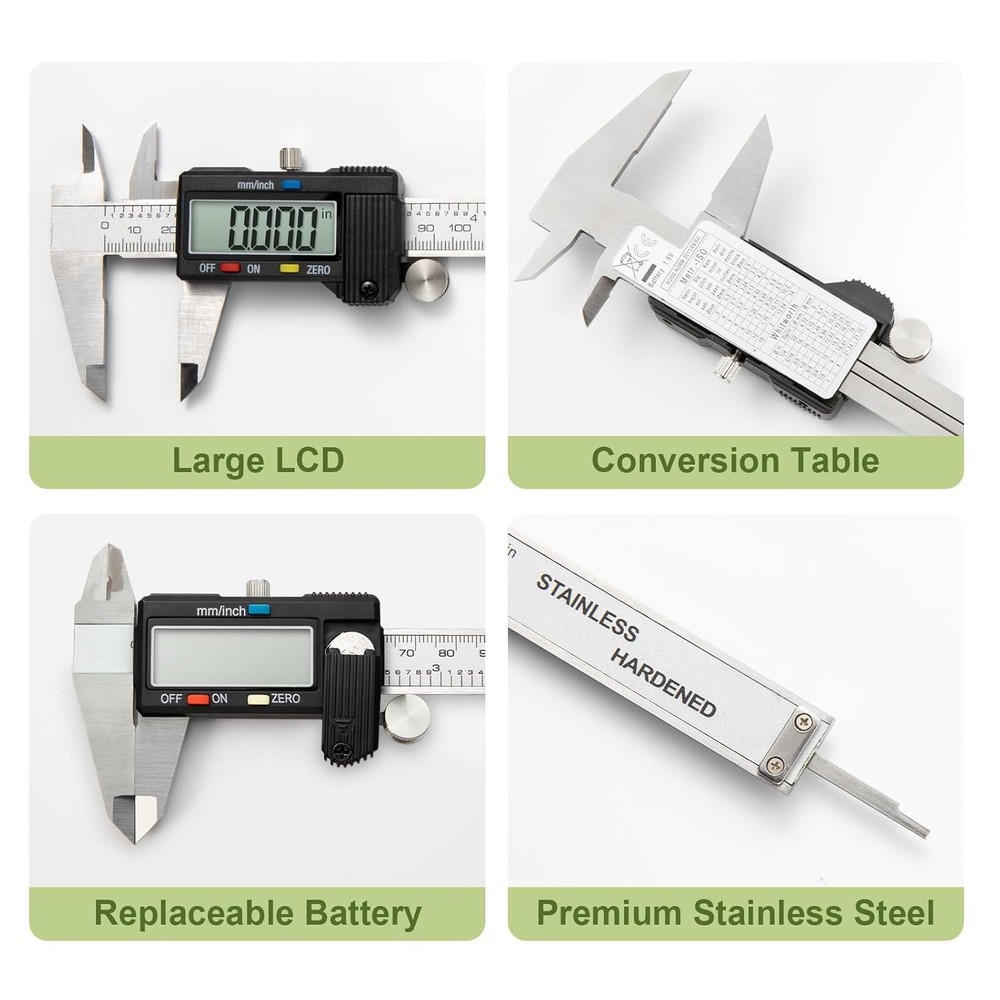 High Accuracy Digital Caliper 0-12” with Splash-Proof Display & Auto-Off Feature