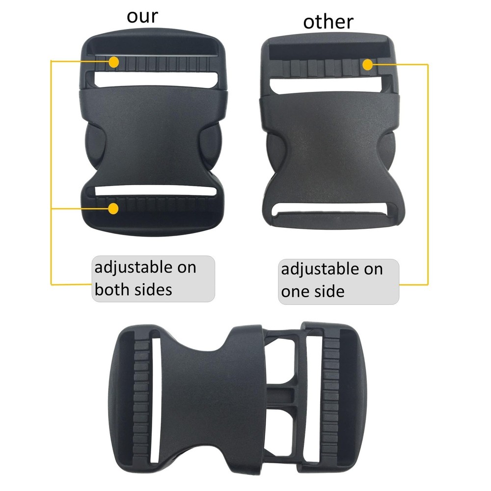 EesTeck 6 Set 1.5 Inch Flat Dual Adjustable Plastic Quick 1.5"-6 Pack, Black