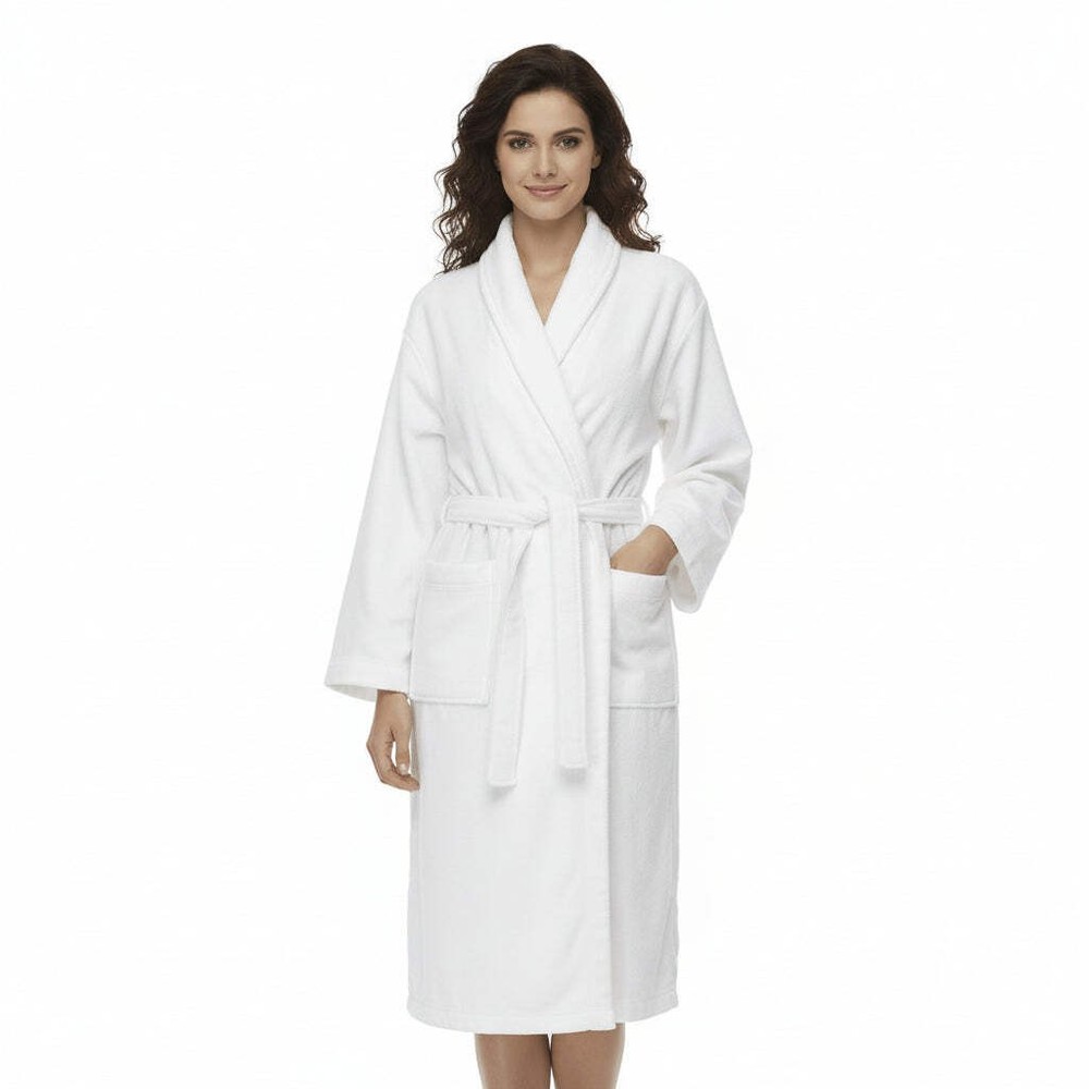 100% Cotton Plush Velour Shawl Collar Robe