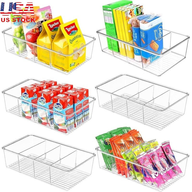 Stackable BPA-Free Pantry Storage Bins W/ Customizable Dividers Organization New