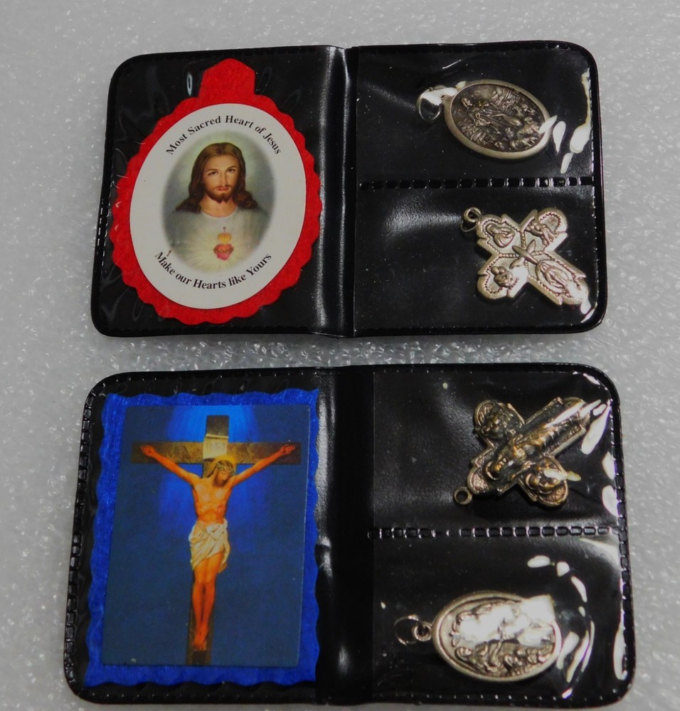 2 HOLY CATHOLIC POCKET SHRINES - AS DISTRIBUTED BY CHAPLAINS