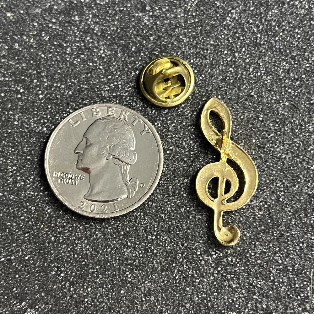 Treble Clef Music Note Gold Tone Pin Pinback #45521
