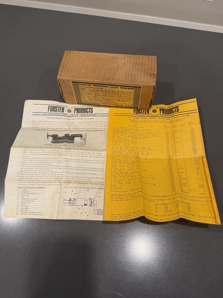 Forster Case Trimmer Original Cardboard BOX + Instructions **Empty Box**