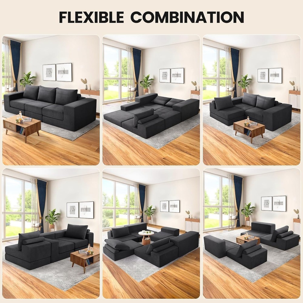 110" Modular Sectional Sofa Couches with Deep Seat, L Shaped Memory Foam Cloud