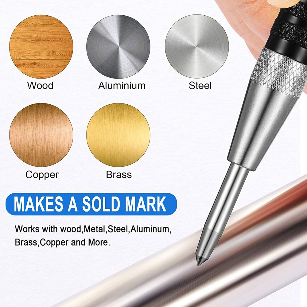 Automatic CENTER PUNCH Tool Adjustable Spring Loaded Super Strong Metal Drill