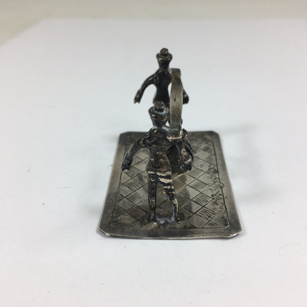 Antique Dutch Solid Silver Novelty Barrel Carriers Chequered Base 3.5cm High